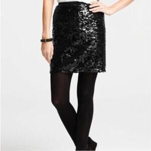 ANN TAYLOR NWT Sequin Black Mini Skirt // 2
